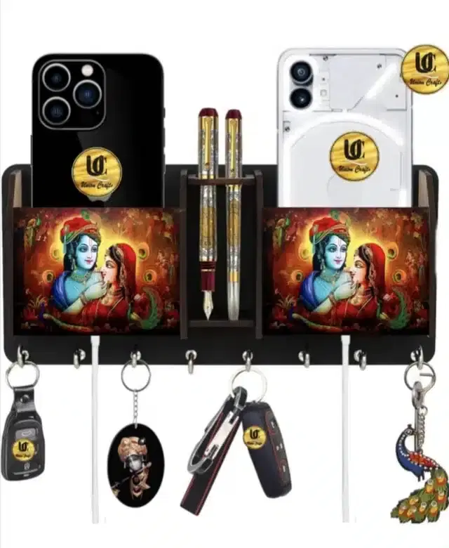 Wooden Key Holder, 9X5x2.5 Inches