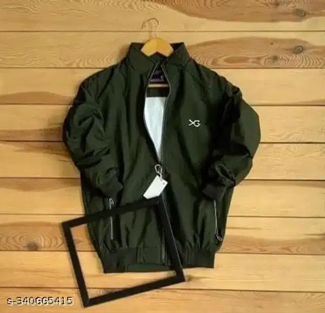 Polyester Jacket for Men (Olive, L)