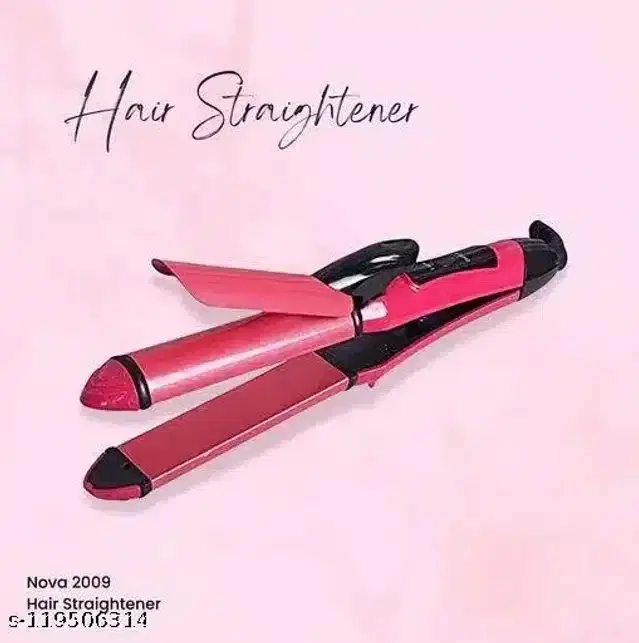 Professional 2 In 1 Hair Straightener And Curler, Pink, 100 W