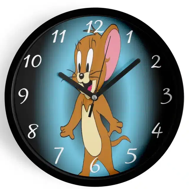 Analog Tom & Jerry Wall Clock for Home, Black, 7 Inches
