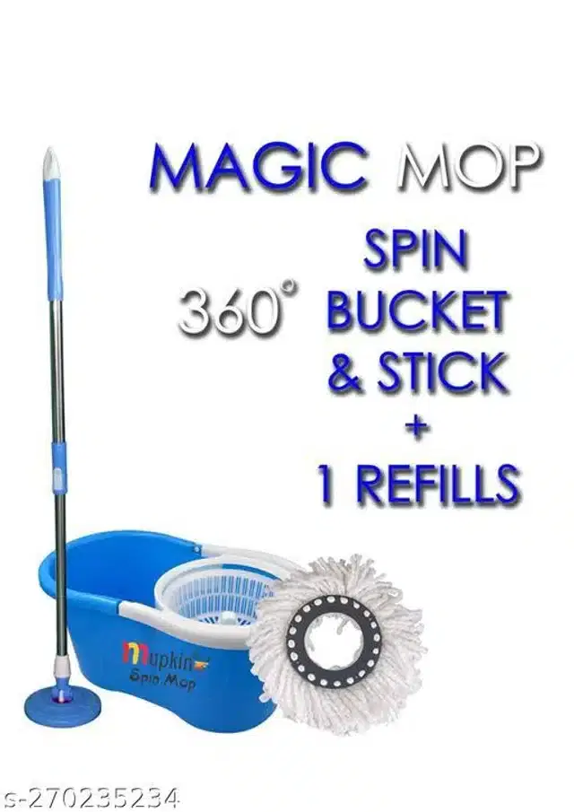 Spin Bucket Mop with 1 Refill, Assorted, Set of 1