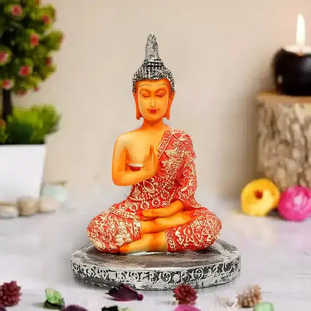Lord Buddha Showpiece, Multicolor, 7 inches