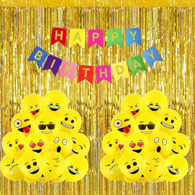 Emoji Theme Birthday Decoration Kit (Yellow) Pcs Of 43 ,(Set Of 1)