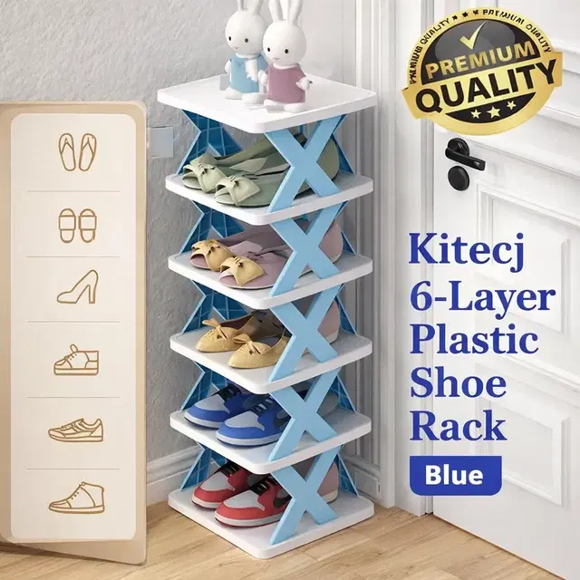 6-Layer Multi-Purpose Plastic Shoe Rack (Assorted)