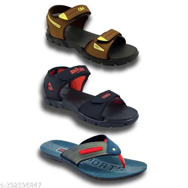 Sandals with Flipflop for Men, Pack of 3 (Multicolor, 6)