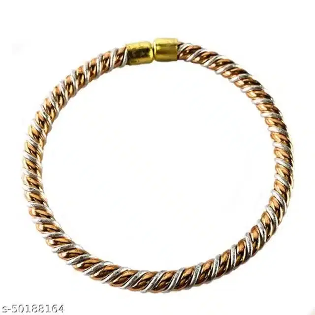 Brass & Copper Kada for Men (Rose Gold & Silver)