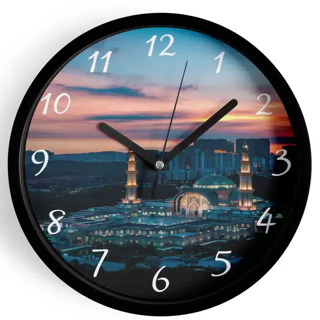 Plastic Islamic Allah Printed Wall Clock, Multicolor, 10x10 Inches