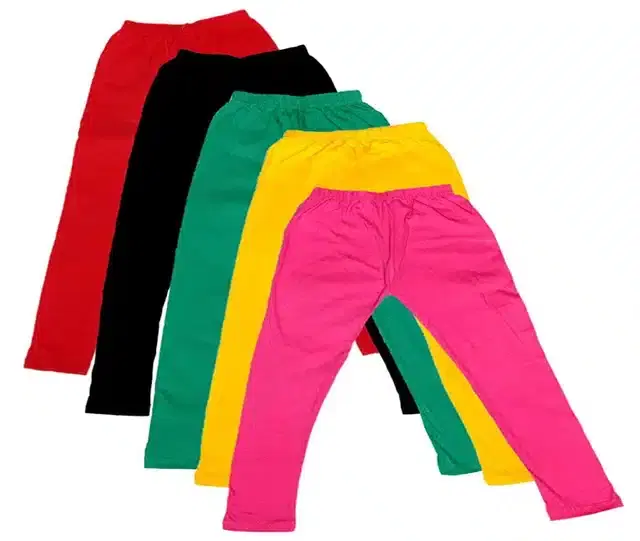 Soft & Comfortable Leggings for Girls, Pack of 5 (Multicolor, 2-3 Years)