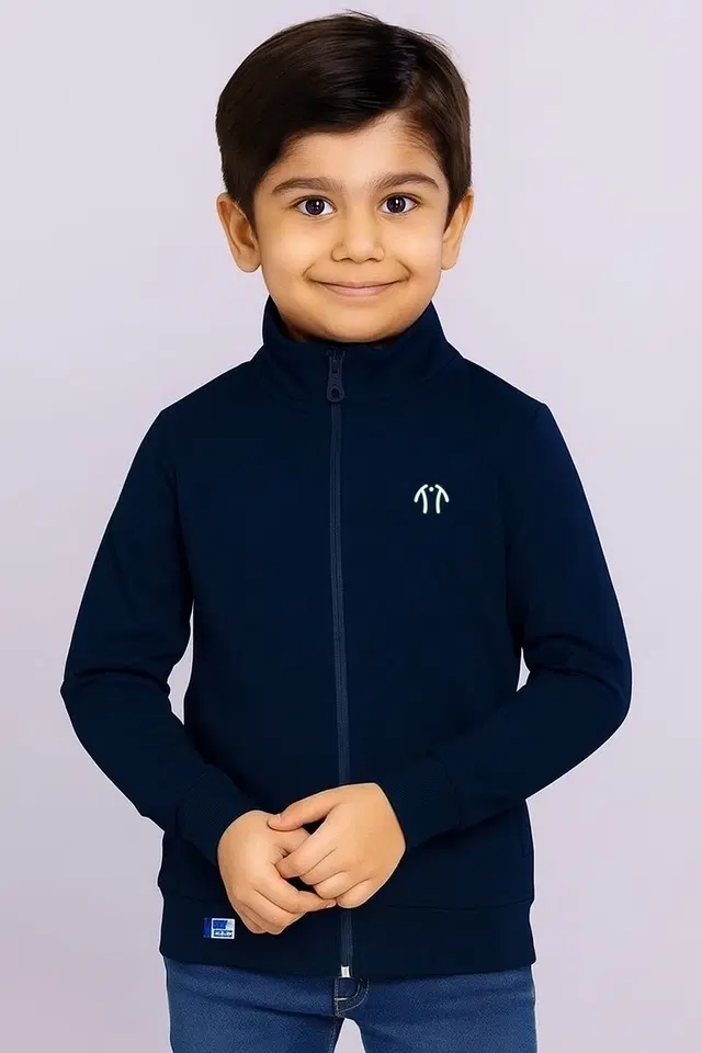 Rexine Full Sleeves Jacket for Boys, Navy Blue (4-6 Years)