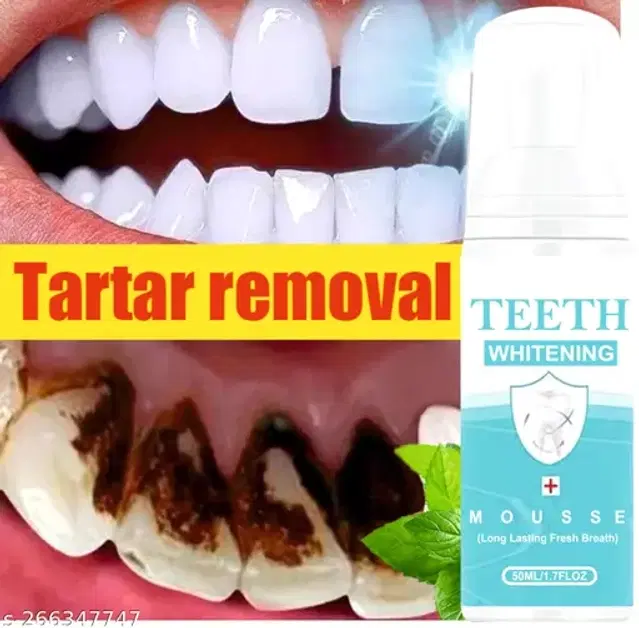 Natural Teeth Whitening Foam Mousse with Fluoride, 50 ml