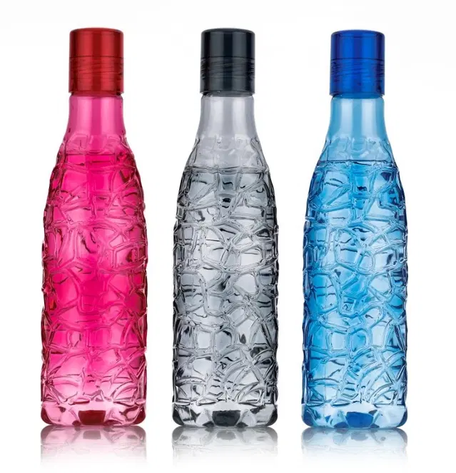 Fancy Plastic Water Bottles, Multicolor, 1000 ml, Pack of 3