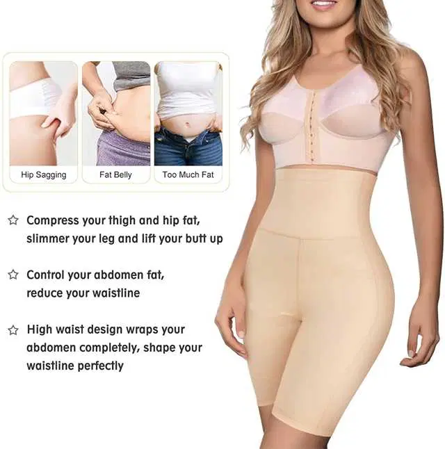 Women’s Cotton Lycra Tummy Control 4-in-1 Blended High Waist Tummy & Thigh Shapewear (S611)