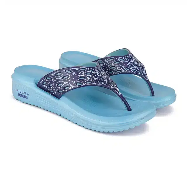 Slip On Flip Flops for Women (Blue, 5)