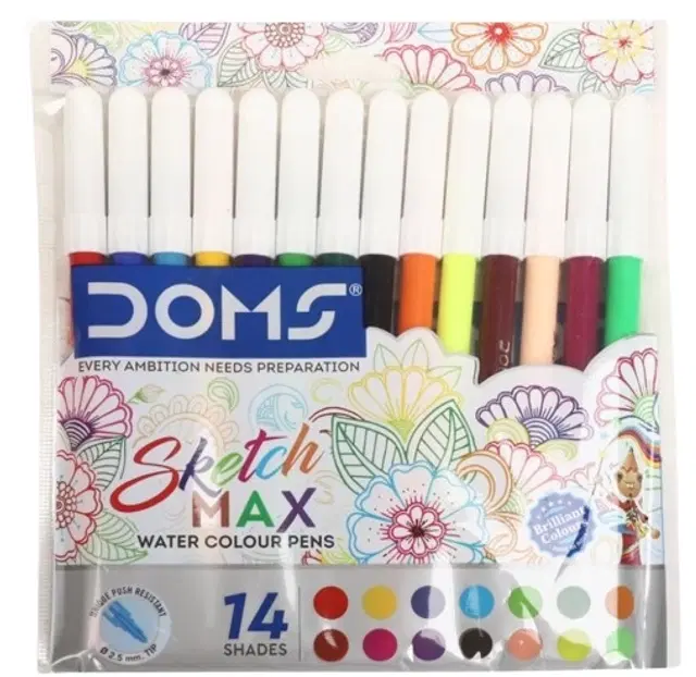 DOMS Sketch Max Colour Pens, 14 Assorted shades, Set of 1
