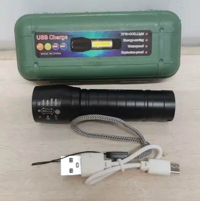 USB Rechargeable LED Torch Light, Black