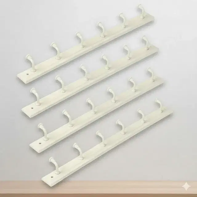 Padmakashi Door/Wall Hook Rail Hanger Set Of 4, Ivory Color Hook Rail 6, Pack Of 4