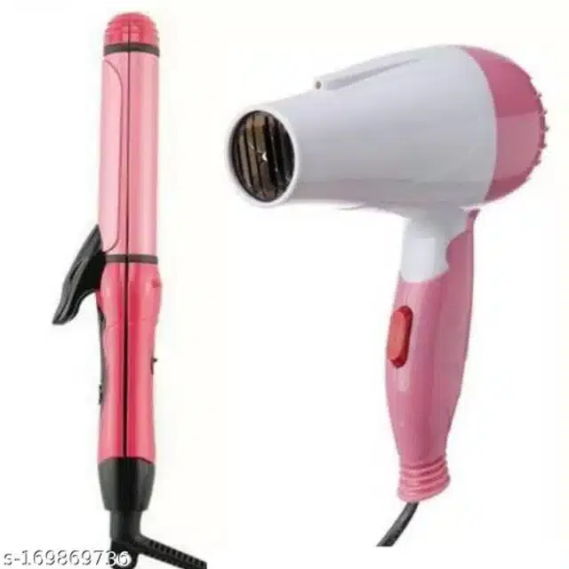 2 in 1 Hair Straightener with Dryer, Multicolor, Set of 2