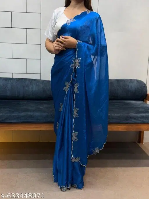 Silk Printed Saree for Women, Blue (6.3 M)