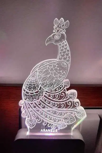 Unicept Full Peacock 3D 7 Color Changing Night Lamp, Multicolor, NE-48