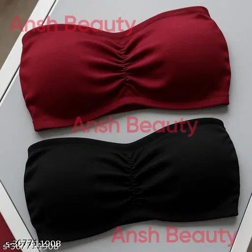 Cotton Bra for Women & Girls, Black & Red, Pack of 2 (34A)