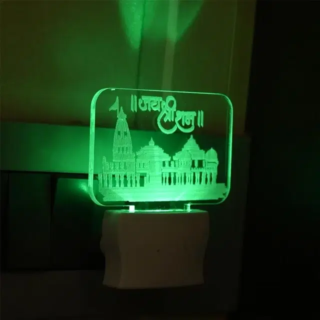Ayodhya Ram Mandir 3d Acrylic Led Night Lamp (Plug-in)