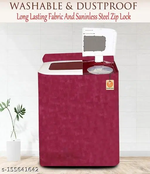 KANUSHI Industries® Waterproof & Dustproof Small Box Design Top Load Semi Automatic Washing Machine Cover (Maroon) ( Suitable For 6 Kg, 6.5 kg, 7 kg, 7.5 kg)(WASMAC-MAROON-PL-SEMI-01)