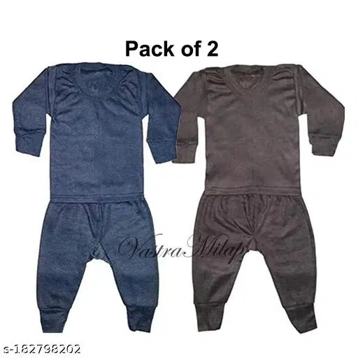 Woolen Thermal Set for Kids, Set of 2 (Multicolor, 0-3 Months)