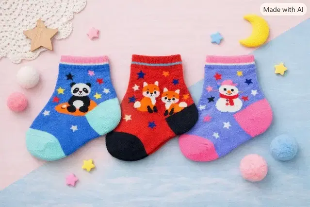 Poly Blend Printed Socks for Kids, Pack of 3 (Multicolour, 5-6 Y)