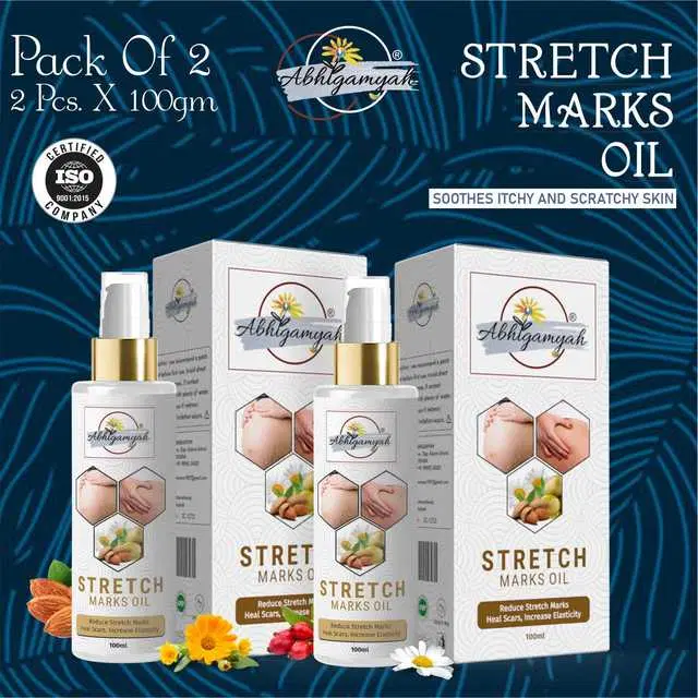 Abhigamyah Present Repair Stretch Marks Removal Natural Heal Pregnancy Breast, Hip, Legs, Mark Oil, 100 ml, Pack Of 2, A-960