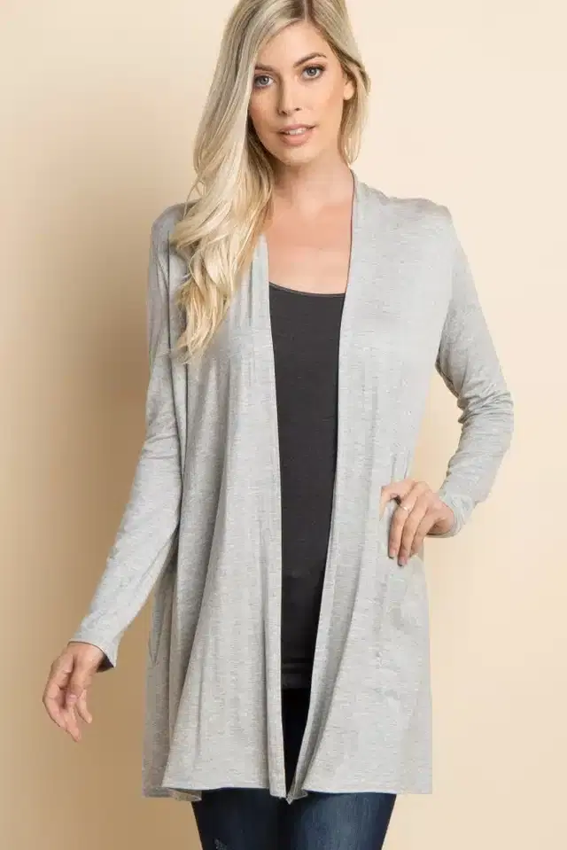 Full Sleeves Shrug for Women (Grey, M)