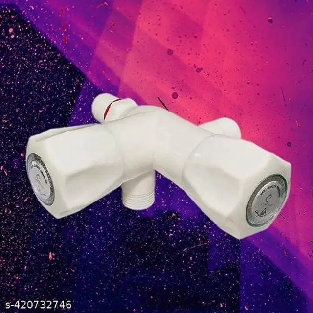 Plastic 2 in 1 Angle Neck Tap, White