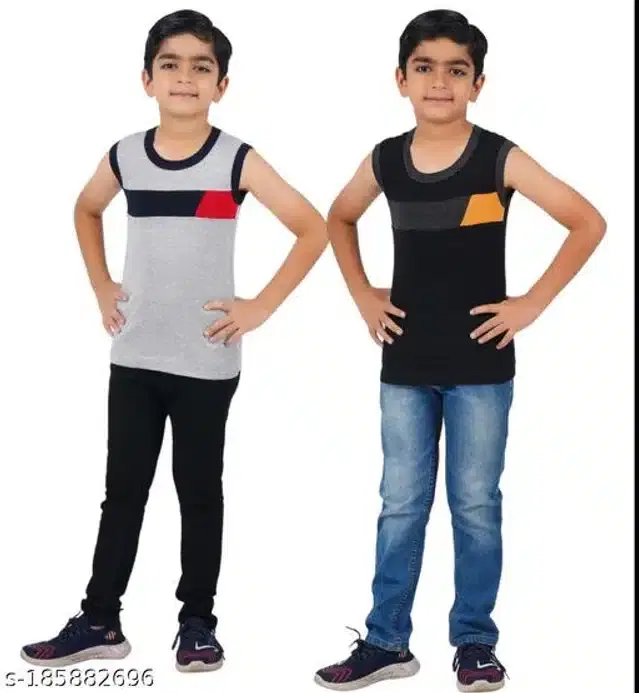 Innerwear for Boys, Pack of 2 (White & Black, 3-4 Years)