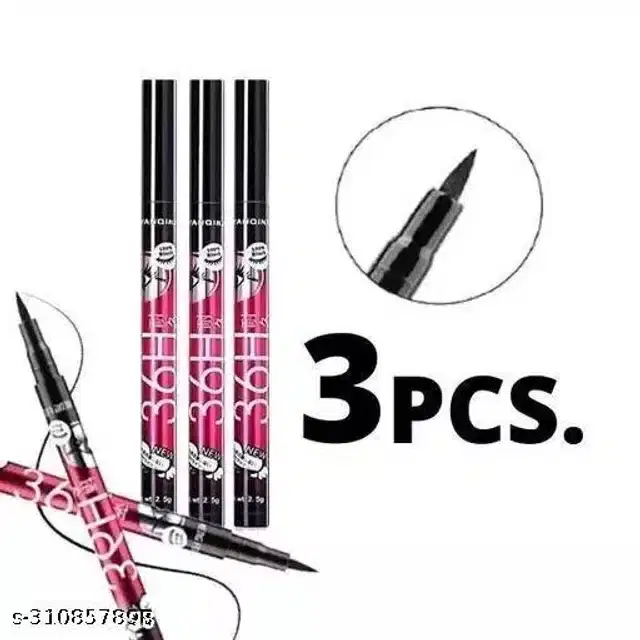 36H Eye Liner, Black, Pack of 3