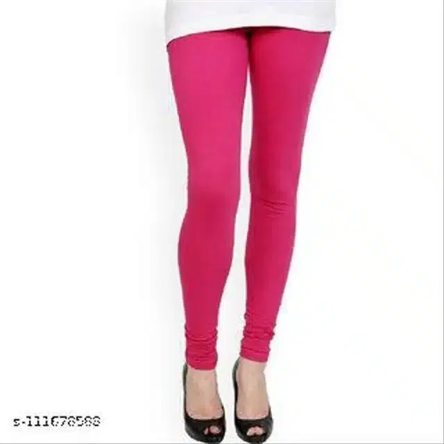 Cotton Lycra Leggings for Women (Pink, Free Size)