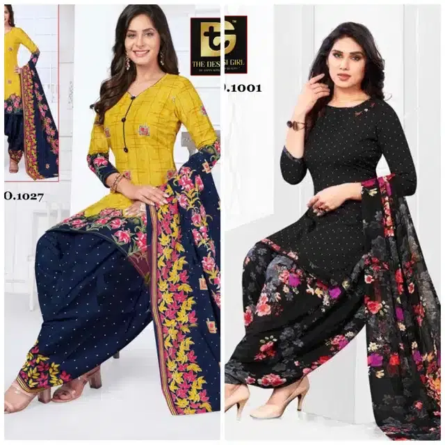 Synthetic Unstitched Dress Material for Women & Girls, Pack of 2 (Multicolor)