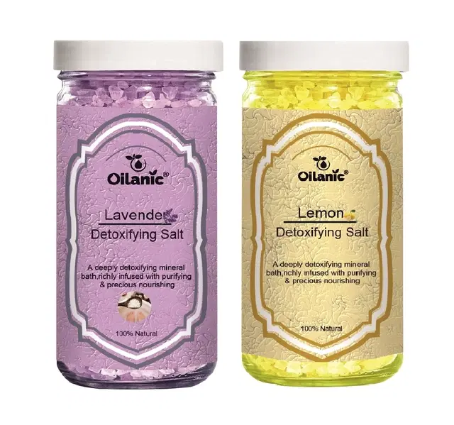 Oilanic Lavender & Lemon Detoxifying Bath Salt Crystal, 200 g, Set of 2