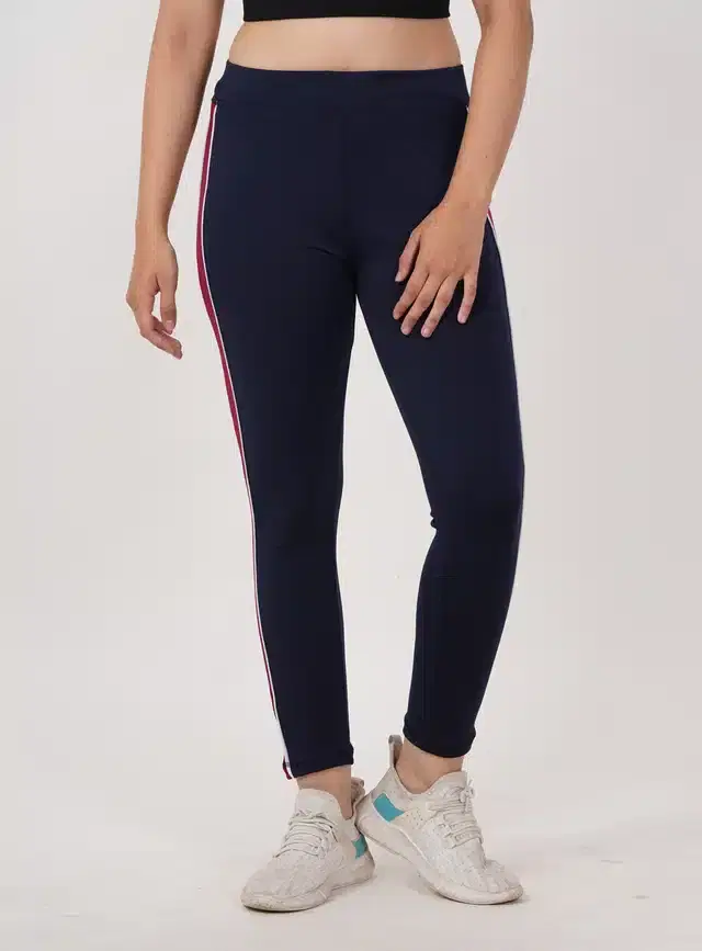 Polyester Solid Tights for Women (Navy Blue, 34)