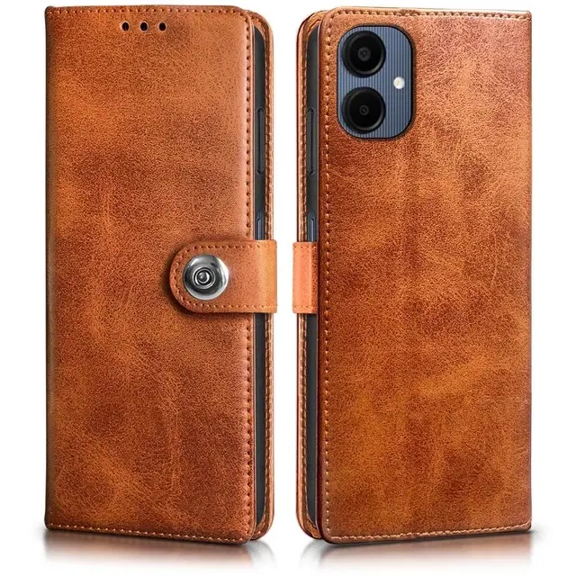 Artificial Leather Mobile Flip Cover for Samsung A07 5G (2025) (Brown)