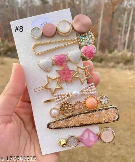 ABS Plastic Hair Clips for Women, Pack of 8 (Multicolor)