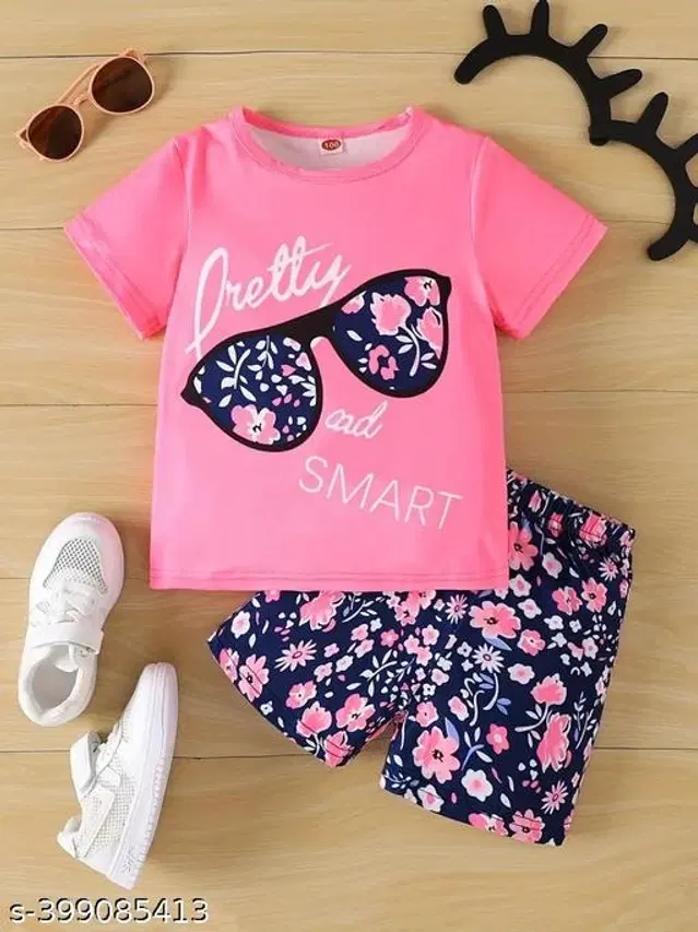 Cotton Blend Clothing Set for Girls (Multicolor, 3-4 Years)