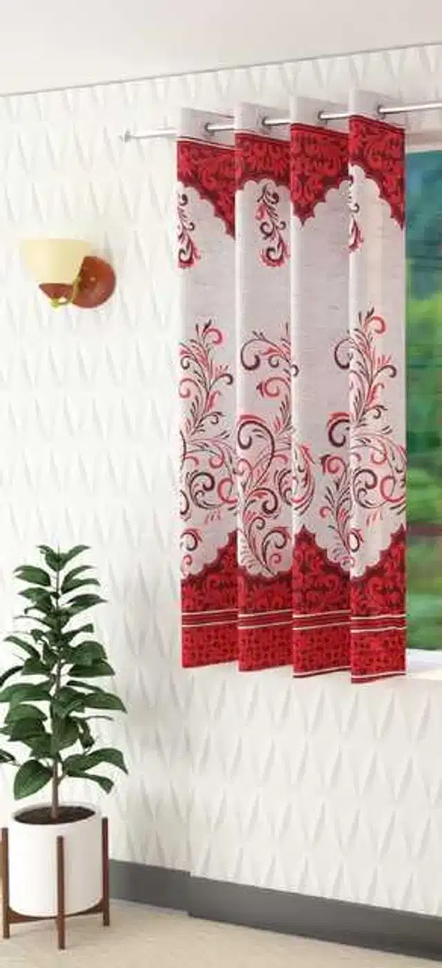 Window Curtain, Maroon, 4X5 Feet
