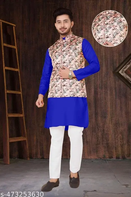 Colorblocked Kurta Set for Men (M)