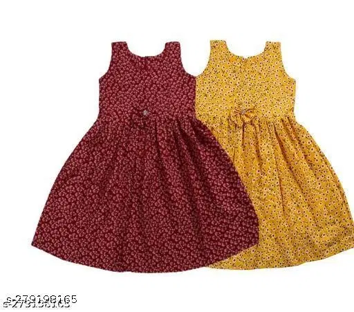 Pack Of 2 Frocks & Dresses for Girls (Yellow, 18-24 Months)
