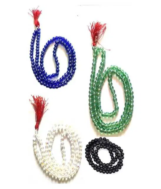 BHARDWAJ RETAILS Spherulemuster - Glass Rosary, Pack of 4 (Assorted) (BR57)