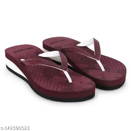 Twosoft Flip-flops for Women (Maroon, 4)