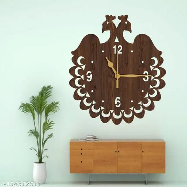 Wooden Wall Clock for Home, Brown