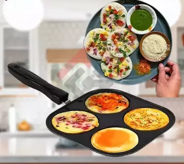 Aluminium 4 Section Appam Maker, Black