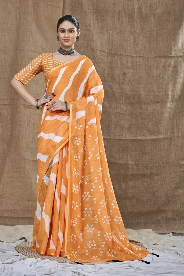 Silk Woven Design Saree for Women, Orange (6.3 m)