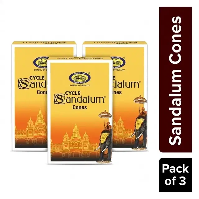Cycle Pure Sandalum Cones 3X8 Cones + Free Holder (Pack of 3)
