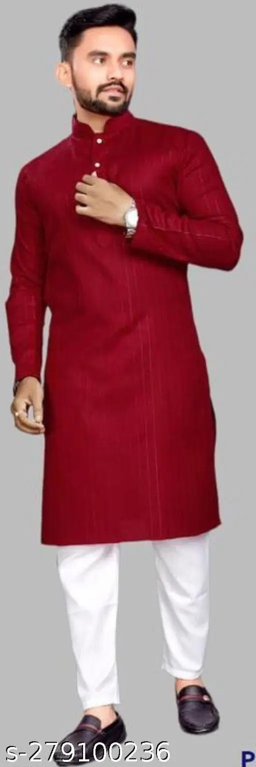 Kurta for Men (Maroon, XL)
